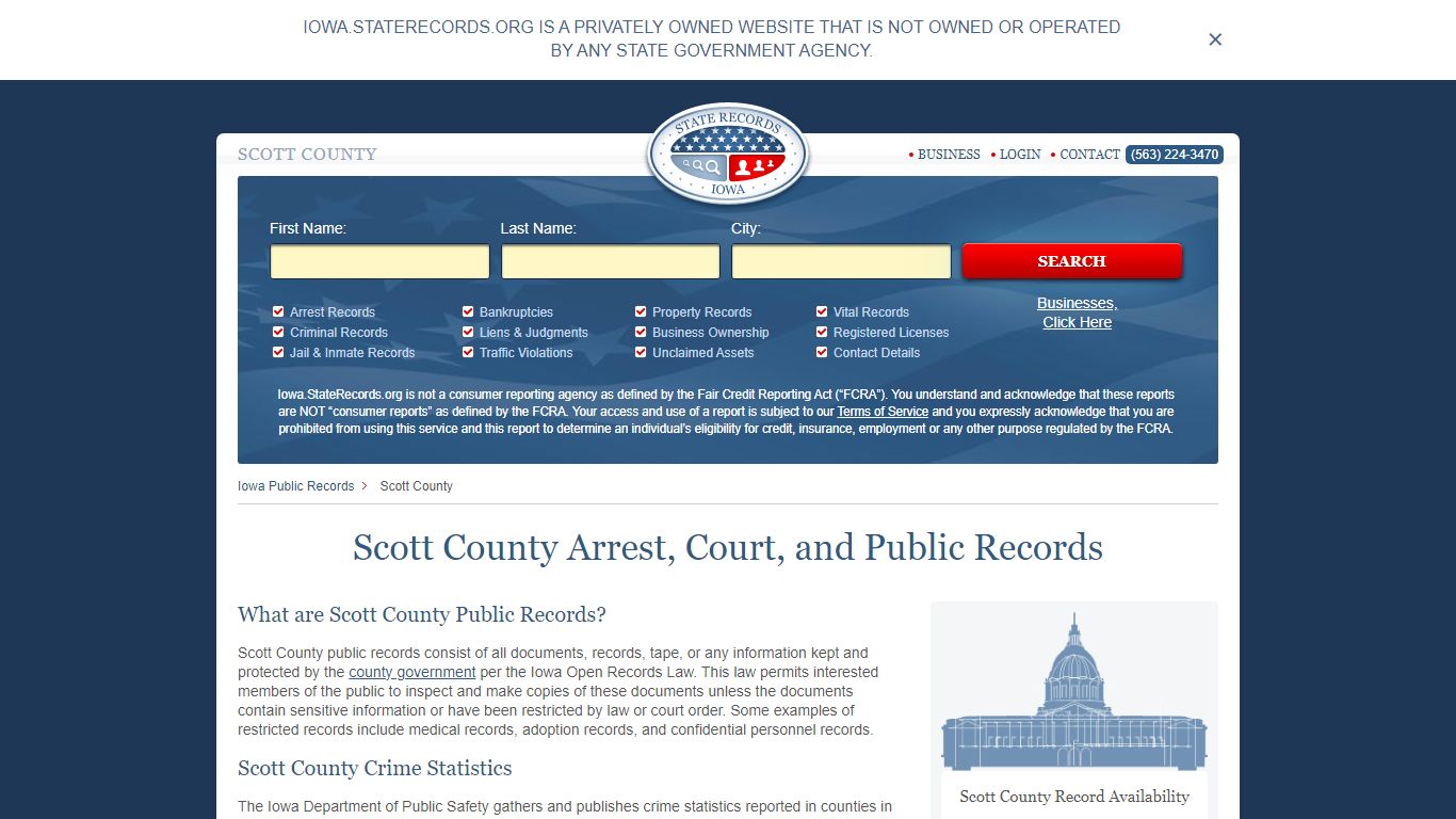 Scott County Arrest, Court, and Public Records